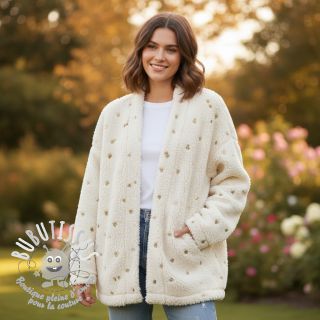 Tissu de manteau TEDDY Tossed hearts gold