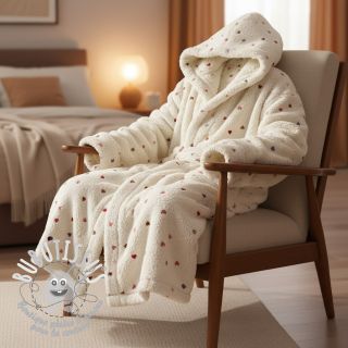 Tissu de manteau TEDDY Tossed hearts multi