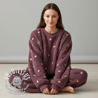 Tissu de manteau TEDDY EMBROIDERY Mini rosewood