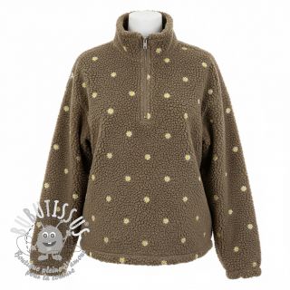 Tissu de manteau TEDDY EMBROIDERY Mini taupe