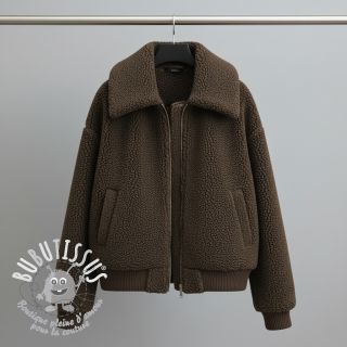 Tissu de manteau TEDDY dark brown