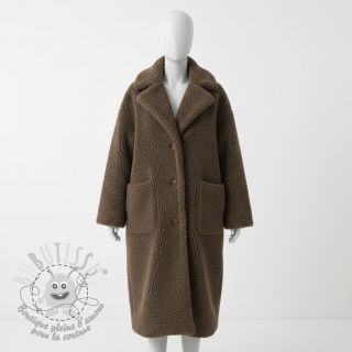 Tissu de manteau TEDDY dark brown