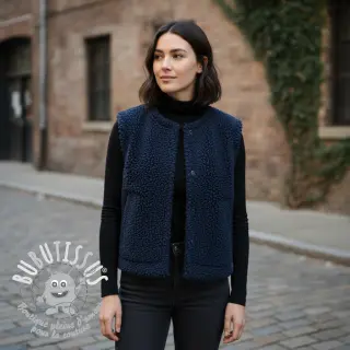 Tissu de manteau TEDDY navy