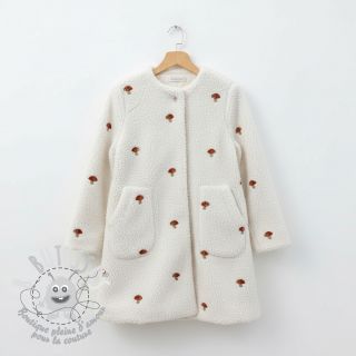 Tissu de manteau EMBROIDERY Little mushrooms off white