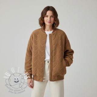 Tissu de manteau TEDDY Hearts in hearts brown