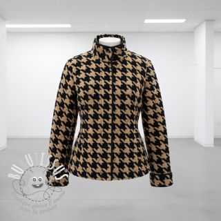 Tissu de manteau TEDDY JACQUARD PIED DE POULE camel