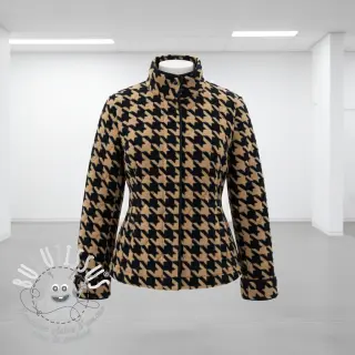 Tissu de manteau TEDDY JACQUARD PIED DE POULE camel