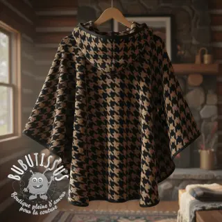 Tissu de manteau TEDDY JACQUARD PIED DE POULE camel
