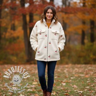 Tissu de manteau TEDDY EMBROIDERY Cherries