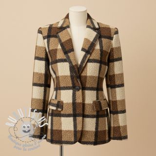 Tissu de manteau Bouclé Squares design E