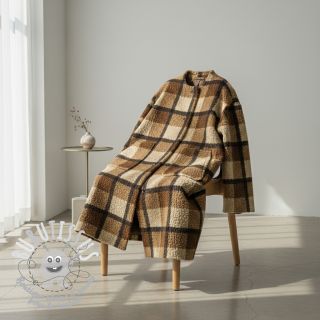 Tissu de manteau Bouclé Squares design E