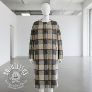 Tissu de manteau Bouclé Squares design D