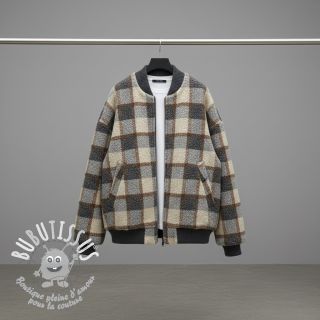 Tissu de manteau Bouclé Squares design D