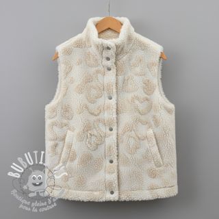 Tissu de manteau TEDDY Hearts off white
