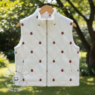 Tissu de manteau TEDDY EMBROIDERY Strawberries white