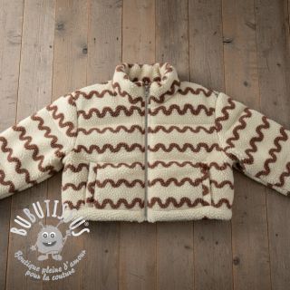 Tissu de manteau TEDDY JACQUARD Waves camel