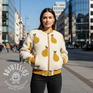 Tissu de manteau TEDDY JACQUARD Pears old lime