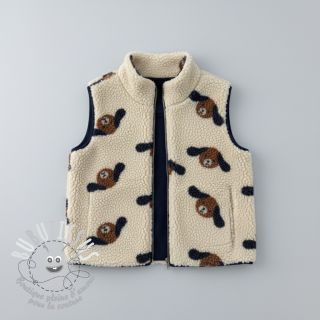 Tissu de manteau TEDDY JACQUARD Dogs brown