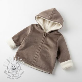 Tissu velours jersey TEDDY Bunny taupe