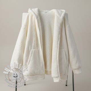 Tissu velours jersey TEDDY Bunny off white