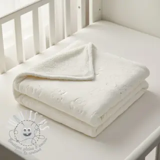 Tissu velours jersey TEDDY Bunny off white