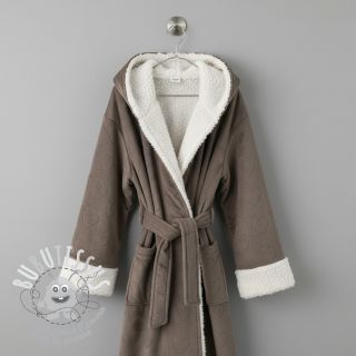 Tissu velours jersey TEDDY Hearts taupe