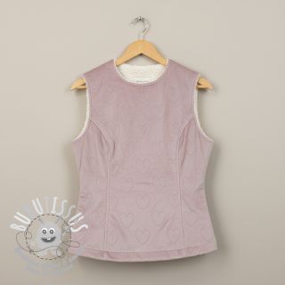 Tissu velours jersey TEDDY Hearts old pink