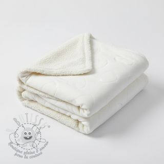 Tissu velours jersey TEDDY Hearts off white
