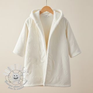 Tissu velours jersey TEDDY Hearts off white