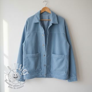 Tissu velours cotelé 6W WASHED STRETCH light blue