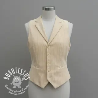 Tissu velours cotelé 6W WASHED STRETCH butter