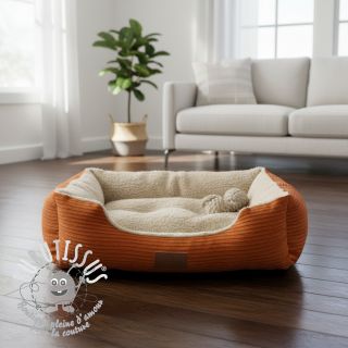 Tissu velours cotelé Cofur fleece brick