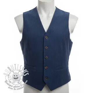 Tissu velours cotelé 6W WASHED STRETCH marine