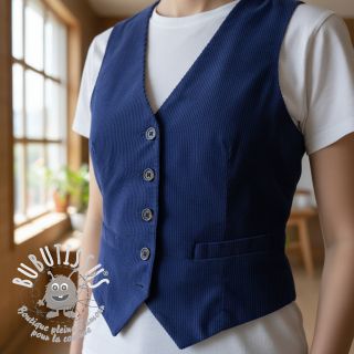 Tissu velours cotelé 6W WASHED STRETCH cobalt