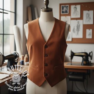 Tissu velours cotelé 6W WASHED STRETCH rust