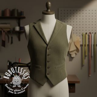 Tissu velours cotelé 6W WASHED STRETCH camo green