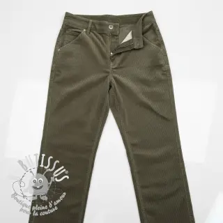 Tissu velours cotelé 6W WASHED STRETCH camo green