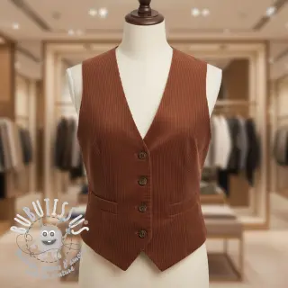 Tissu velours cotelé 6W WASHED STRETCH nutbrown