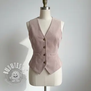 Tissu velours cotelé 6W WASHED STRETCH old pink