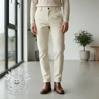 Tissu velours cotelé 6W WASHED STRETCH off white