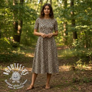 Tissu velours cotelé STRETCH Little Leopard light sand