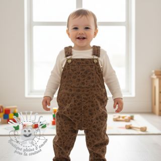 Tissu velours cotelé STRETCH Little hedgehog taupe