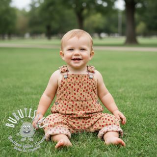 Tissu velours cotelé STRETCH Little strawberries sand