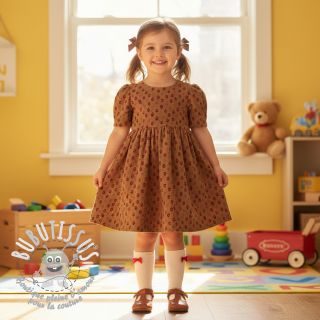 Tissu velours cotelé STRETCH Little strawberries taupe