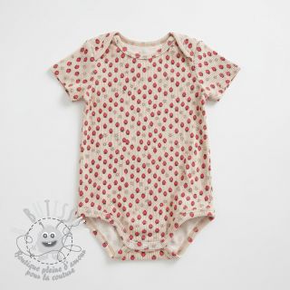 Tissu velours cotelé STRETCH Little strawberries light sand