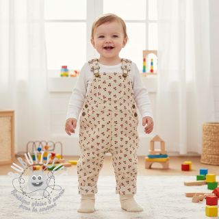 Tissu velours cotelé STRETCH Little cherry light sand