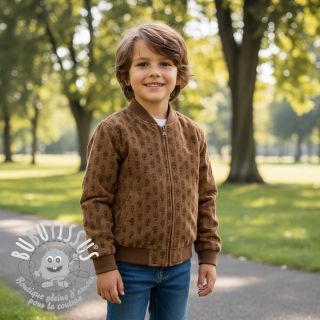 Tissu velours cotelé STRETCH Little flower taupe