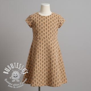 Tissu velours cotelé STRETCH Little flower sand