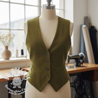 Tissu velours cotelé olive