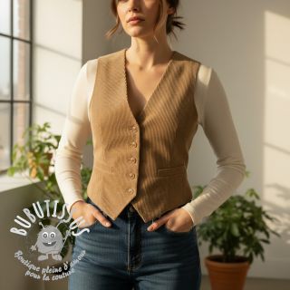 Tissu velours cotelé STRIPE beige